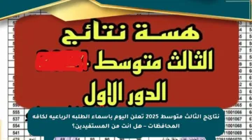 نتائج الثالث متوسط 2025 تعلن اليوم بأسماء الطلبة الرباعية لكافة المحافظات – هل أنت من المستفيدين؟